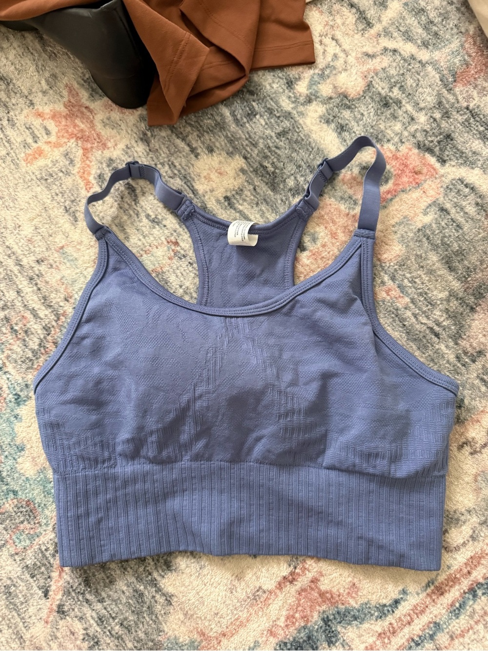 90 Degree By Reflex Seamless Racerback Sports Bra in Lavender Blue